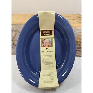 Paula Deen Cookware Oval Casserole Dish Southern Braid Blue 1 Qt Ceramic Baking